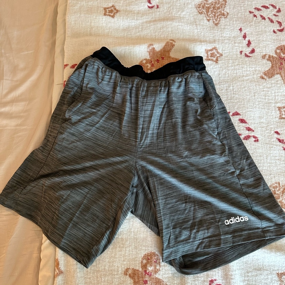 Adidas Men's Charcoal and Black Athletic Shorts